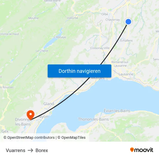 Vuarrens to Borex map