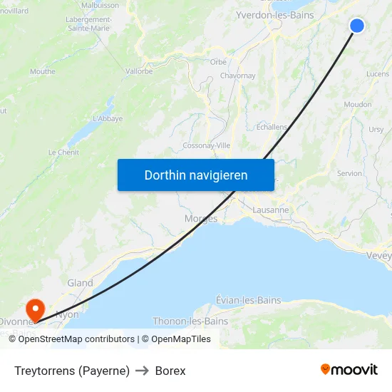 Treytorrens (Payerne) to Borex map