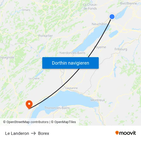 Le Landeron to Borex map