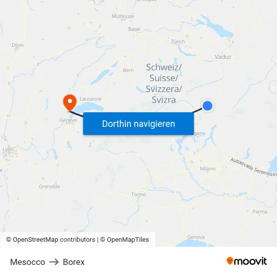 Mesocco to Borex map