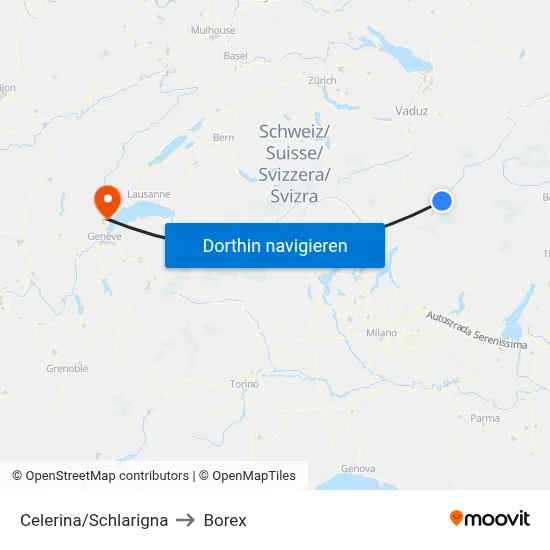 Celerina/Schlarigna to Borex map