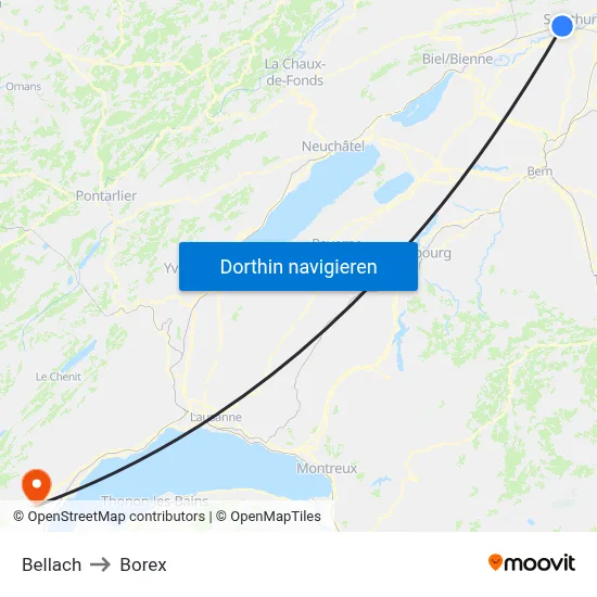Bellach to Borex map