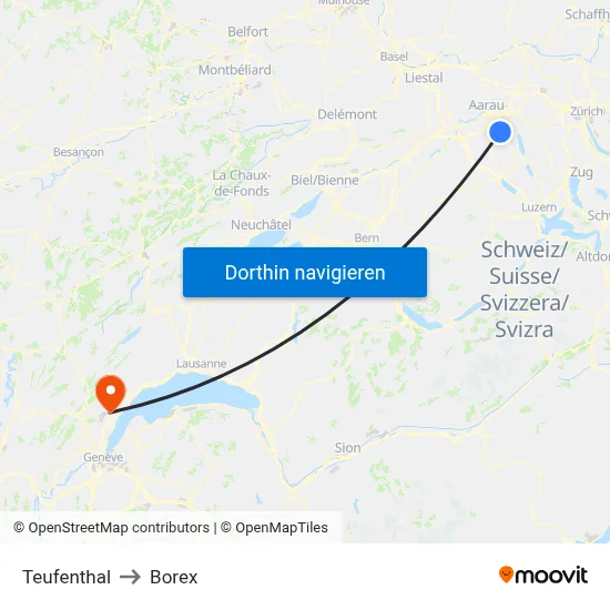 Teufenthal to Borex map