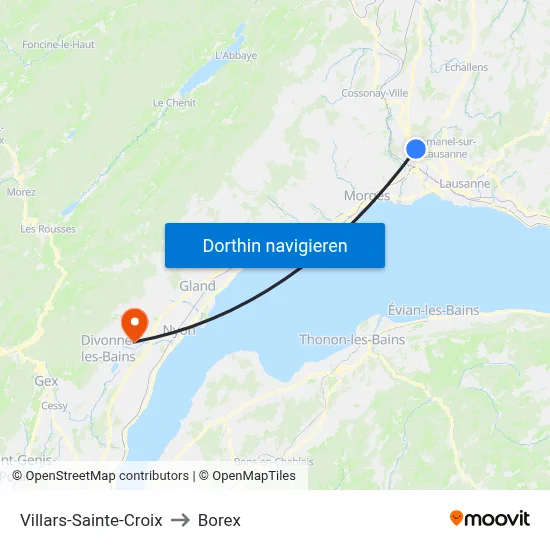 Villars-Sainte-Croix to Borex map