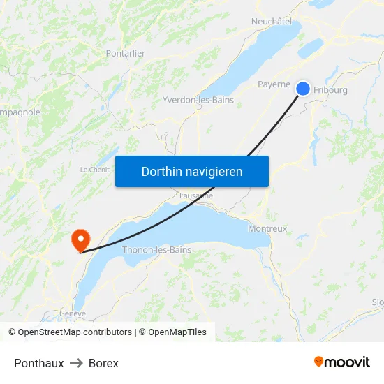 Ponthaux to Borex map