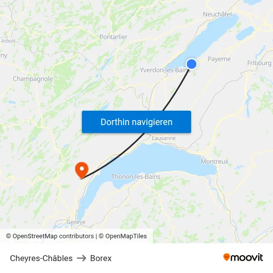 Cheyres-Châbles to Borex map