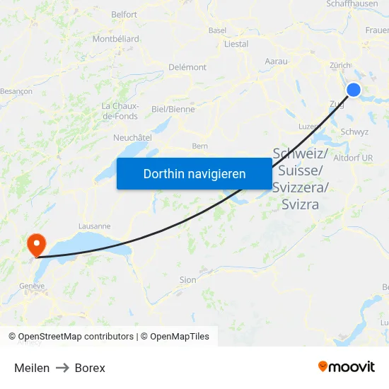 Meilen to Borex map