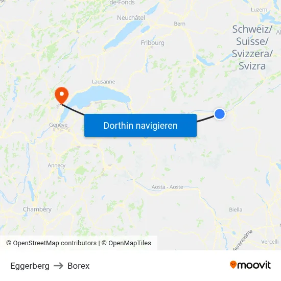 Eggerberg to Borex map