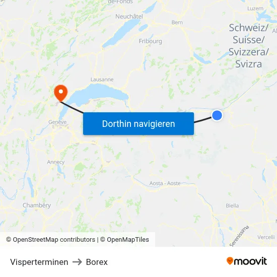 Visperterminen to Borex map