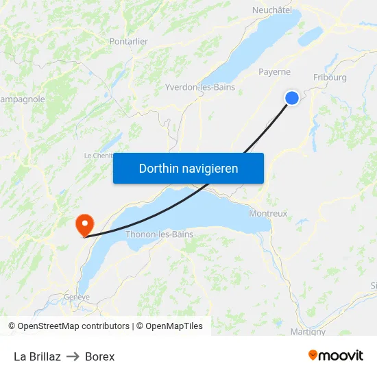 La Brillaz to Borex map