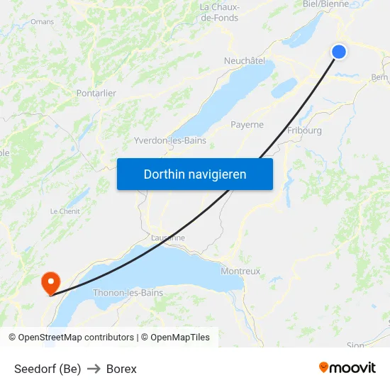 Seedorf (Be) to Borex map