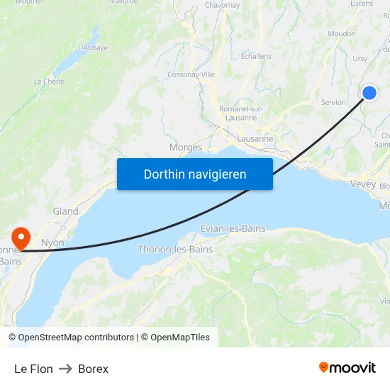 Le Flon to Borex map