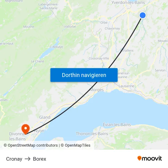 Cronay to Borex map