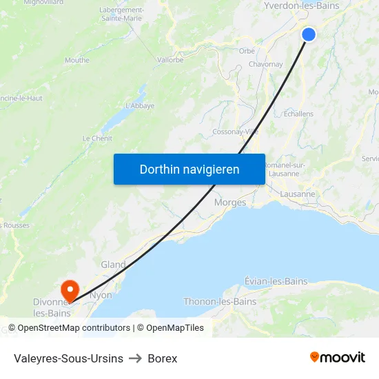 Valeyres-Sous-Ursins to Borex map