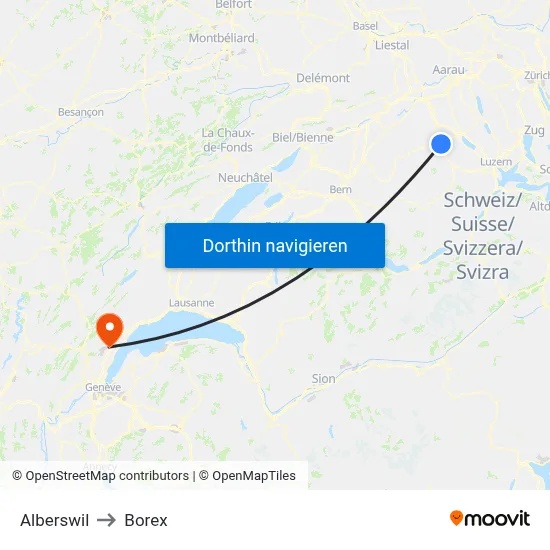 Alberswil to Borex map
