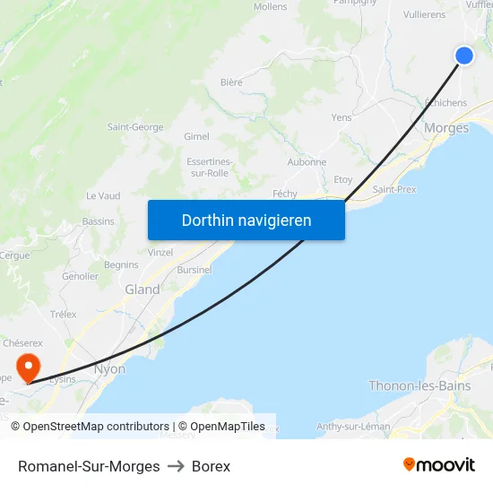 Romanel-Sur-Morges to Borex map