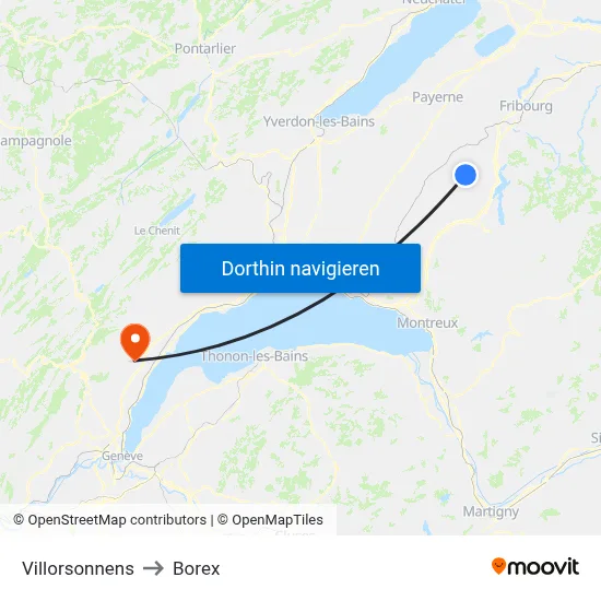 Villorsonnens to Borex map