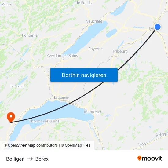 Bolligen to Borex map