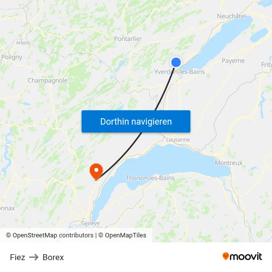 Fiez to Borex map