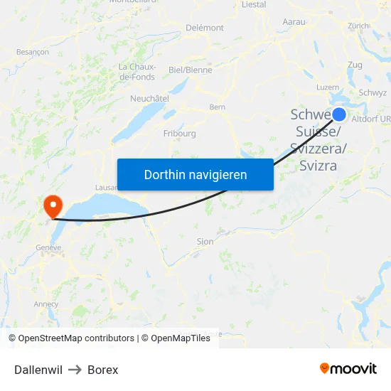 Dallenwil to Borex map
