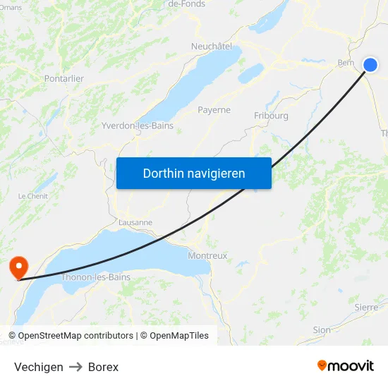 Vechigen to Borex map