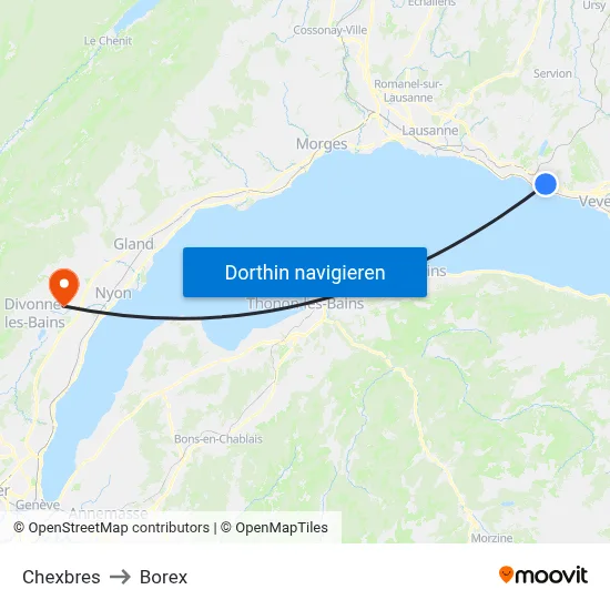 Chexbres to Borex map