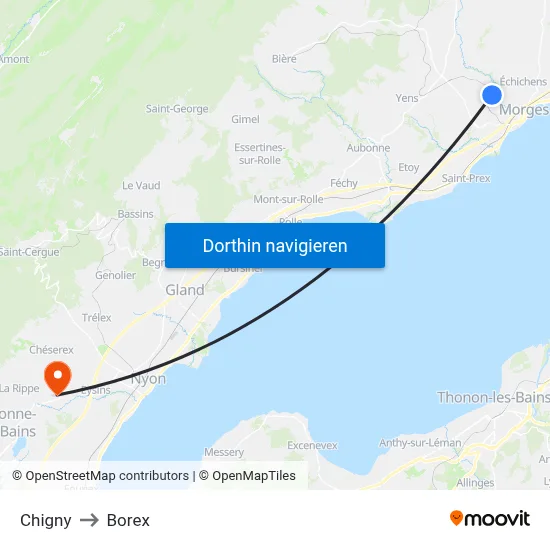 Chigny to Borex map