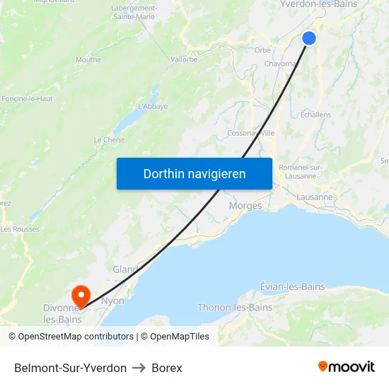 Belmont-Sur-Yverdon to Borex map