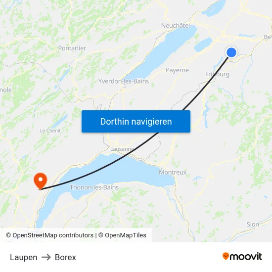 Laupen to Borex map