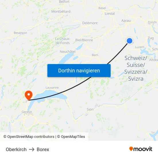 Oberkirch to Borex map