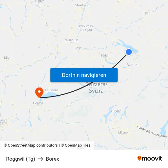 Roggwil (Tg) to Borex map