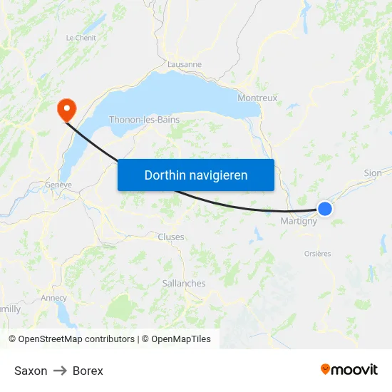 Saxon to Borex map