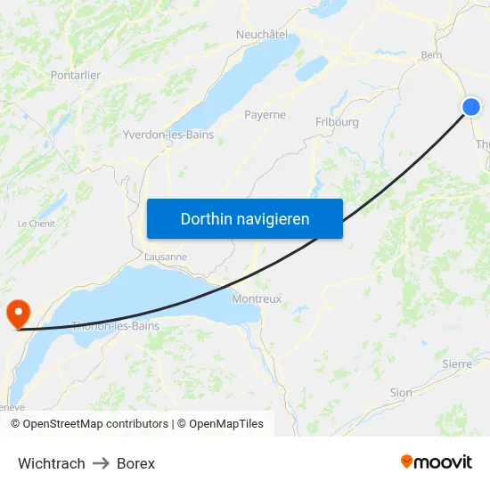 Wichtrach to Borex map
