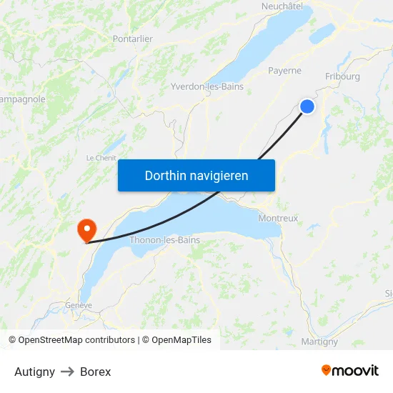Autigny to Borex map