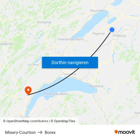 Misery-Courtion to Borex map