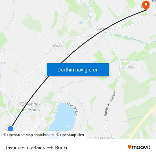 Divonne-Les-Bains to Borex map