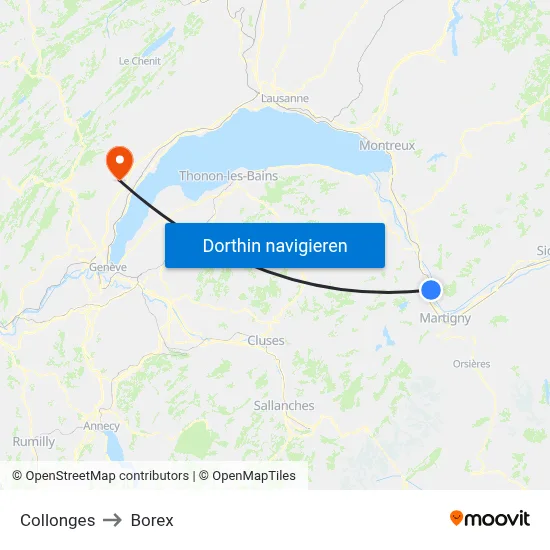 Collonges to Borex map
