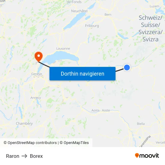 Raron to Borex map