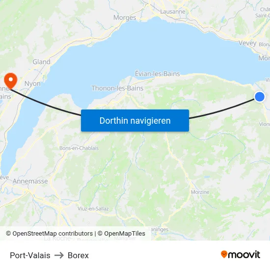 Port-Valais to Borex map