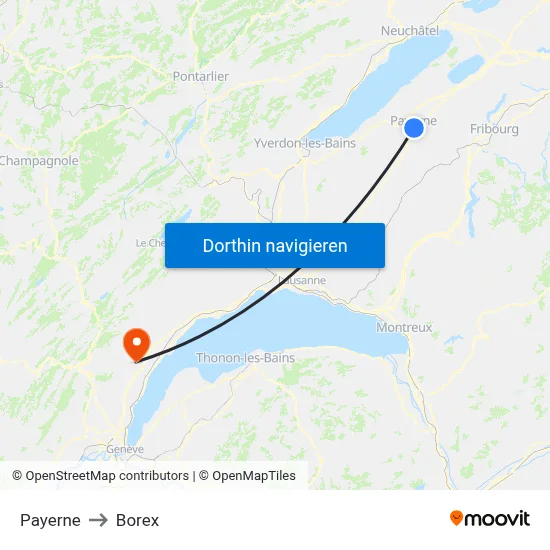 Payerne to Borex map