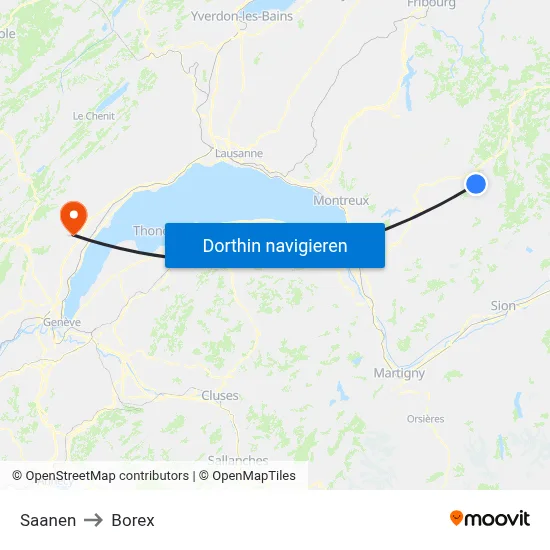 Saanen to Borex map