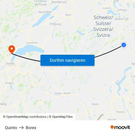 Quinto to Borex map