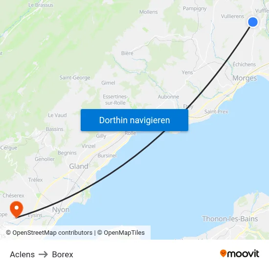 Aclens to Borex map