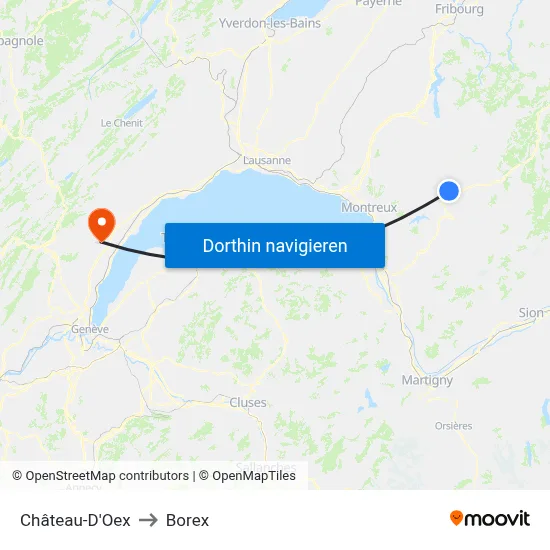 Château-D'Oex to Borex map
