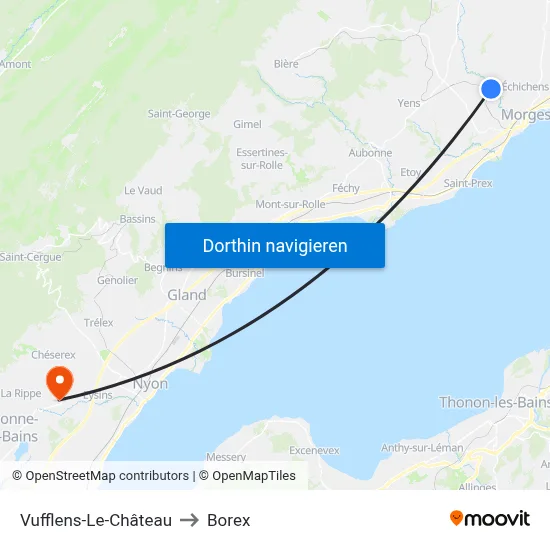Vufflens-Le-Château to Borex map