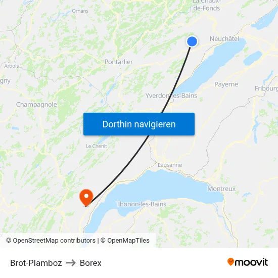 Brot-Plamboz to Borex map