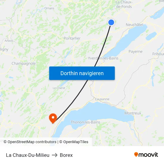 La Chaux-Du-Milieu to Borex map