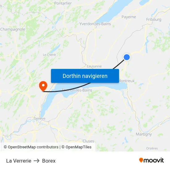 La Verrerie to Borex map