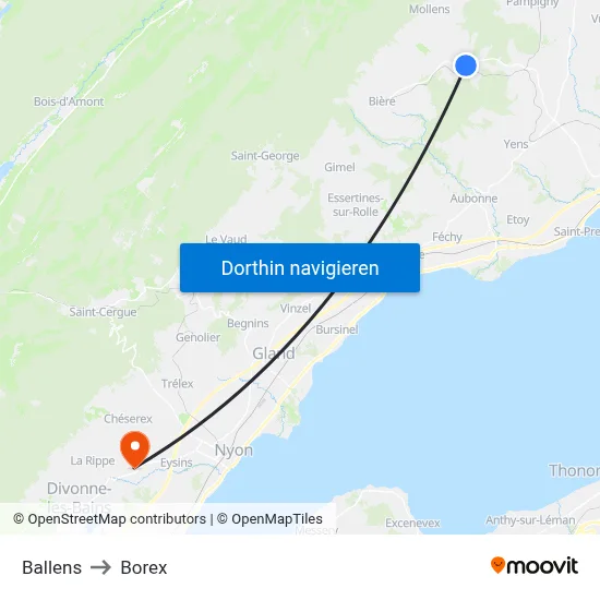 Ballens to Borex map