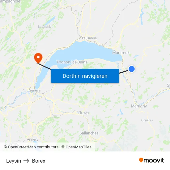 Leysin to Borex map